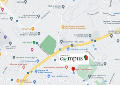 Map auto-école campus besancon